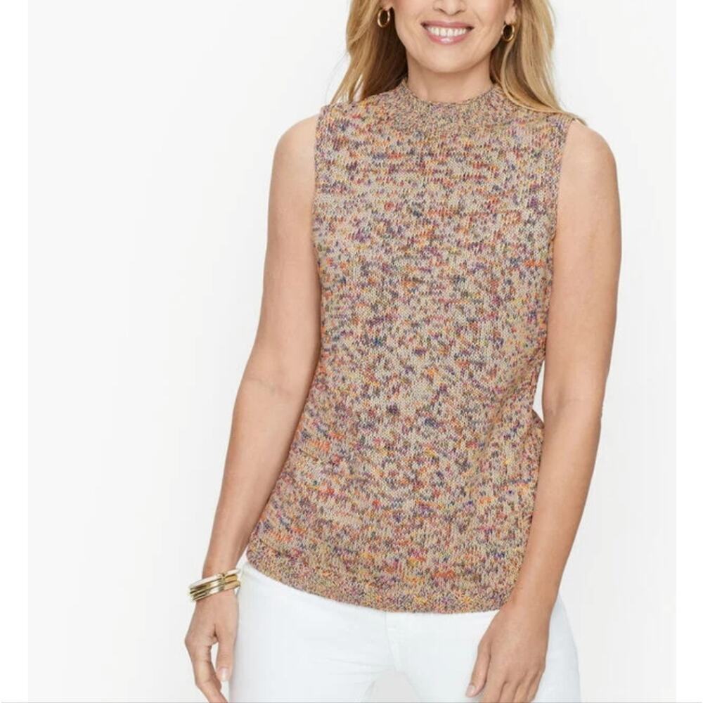 Talbots Marl Mock Neck Shell Sweater‎ Vest Size Large New!